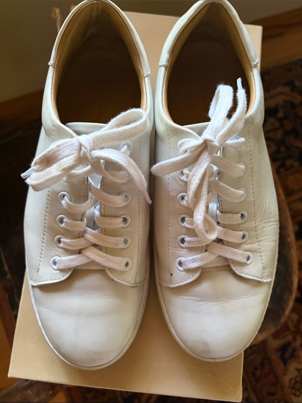A.P.C. White Leather Low-Top Sneakers